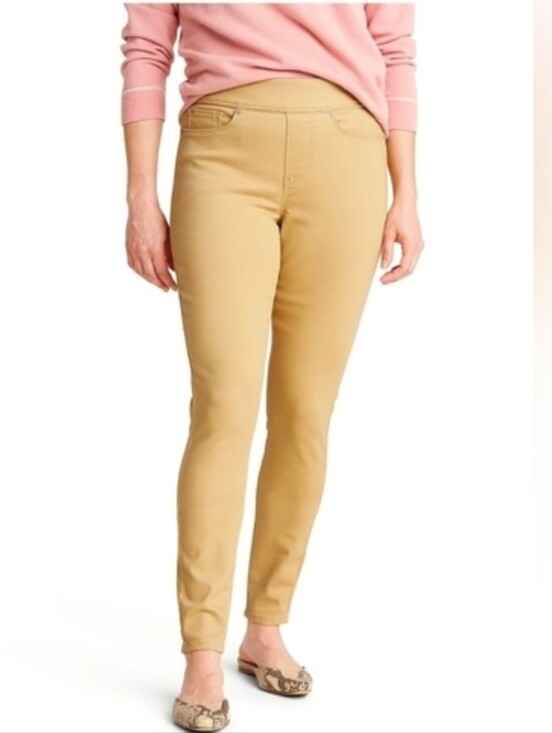 Signature by Levi Strauss Pants - Levi Strauss Signature Pull-on Skinny Stretch Pants Cream Pockets Faux Zip Sz 12